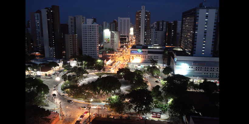 Vista aérea da Praça Portugal, em Fortaleza